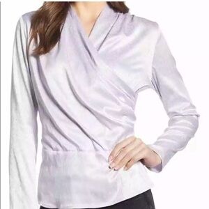 Something Navy Lavender Satin Blouse, in Excellent Pre Loved Condition